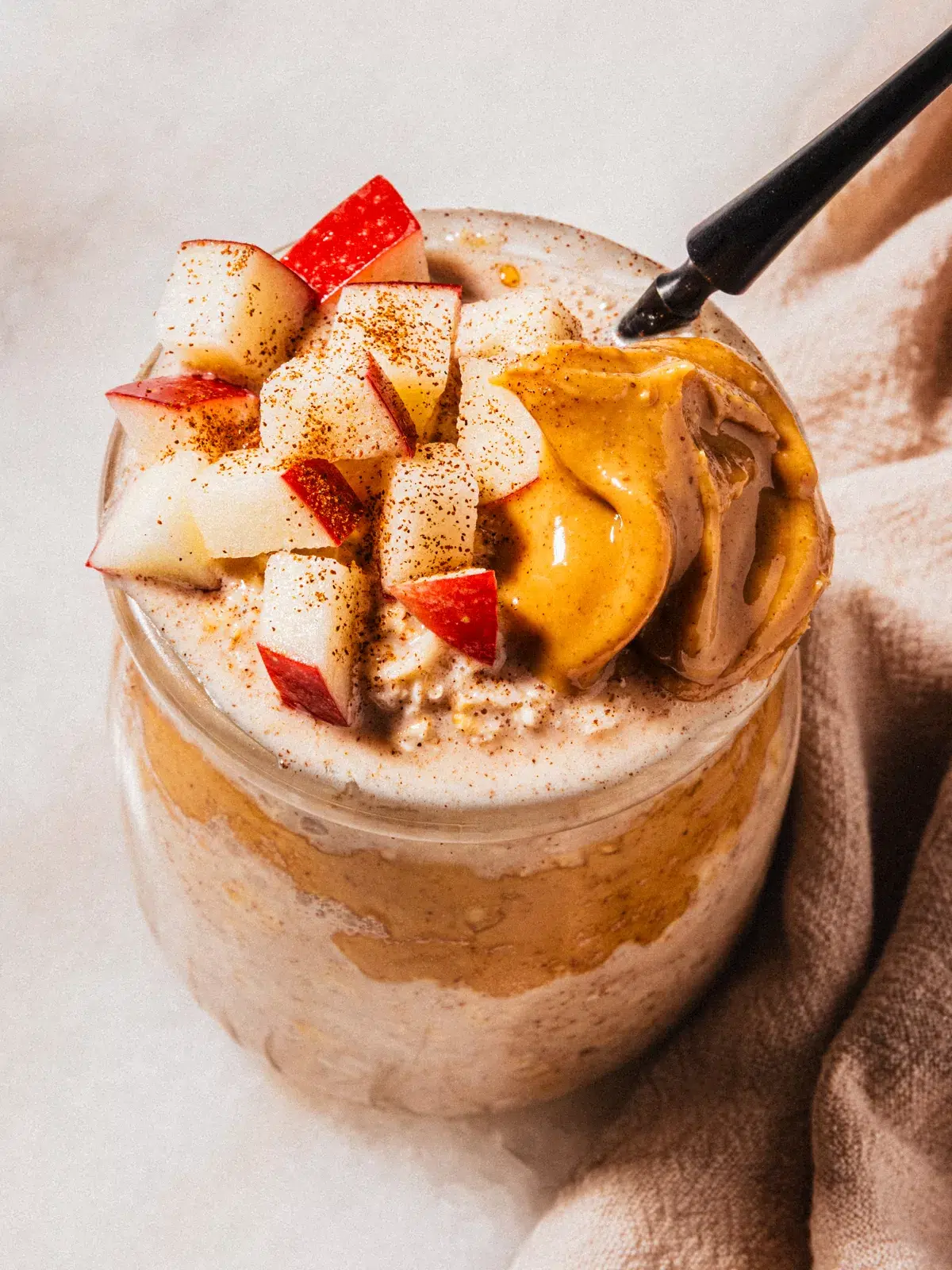 Bircher Muesli with Grated Apples and Peanut Butter