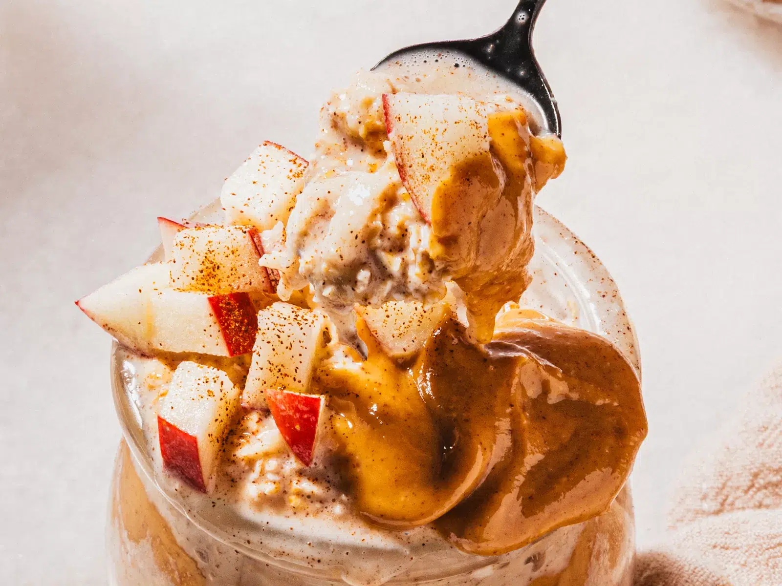 Bircher Muesli with Grated Apples and Peanut Butter