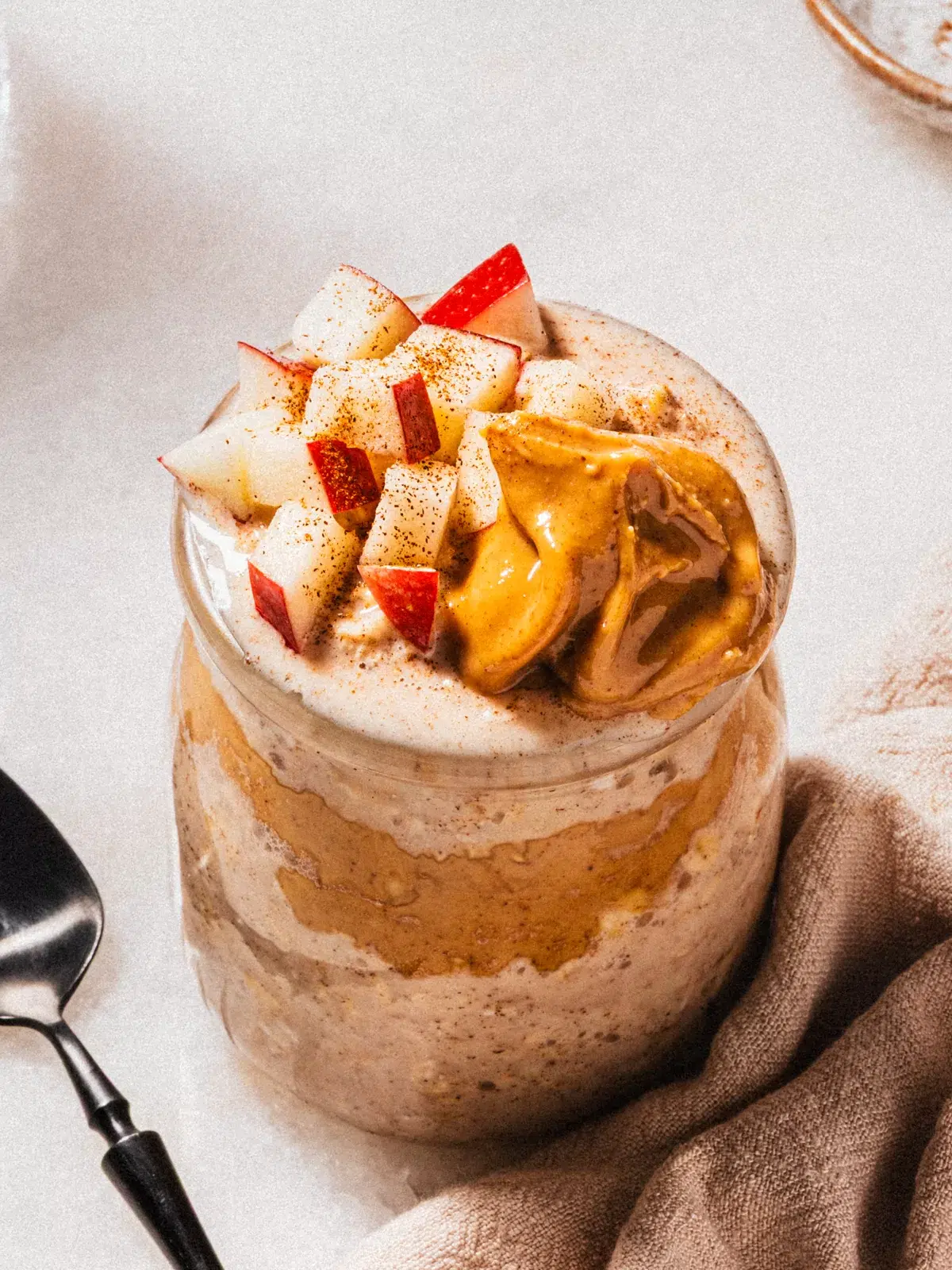 Bircher Muesli with Grated Apples and Peanut Butter