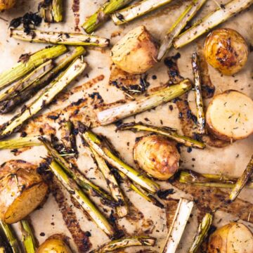 Balsamic Roasted Potatoes with Asparagus