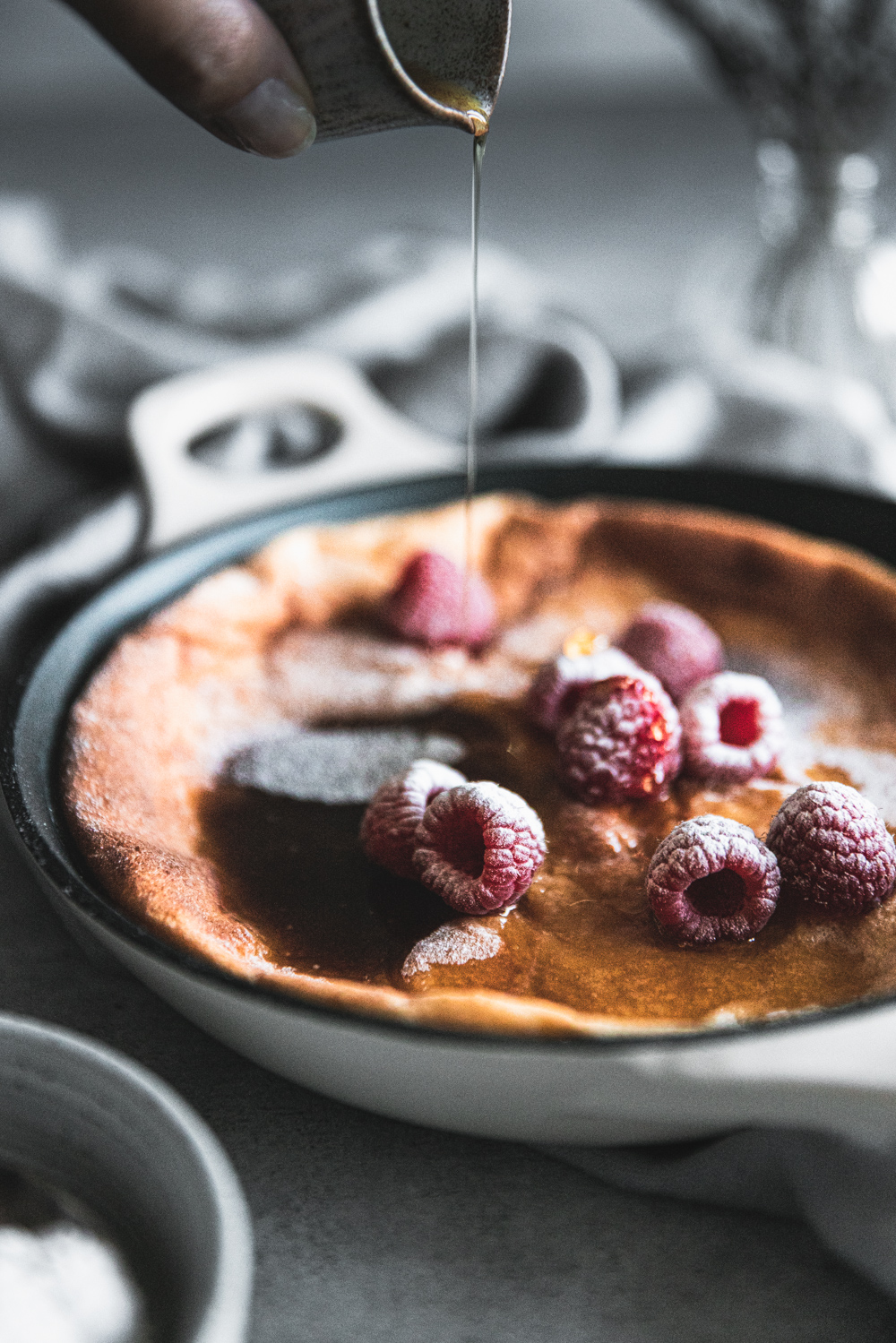 Vegan Dutch Baby Pancake with Raspberries
