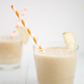 two glasses of pear smoothie