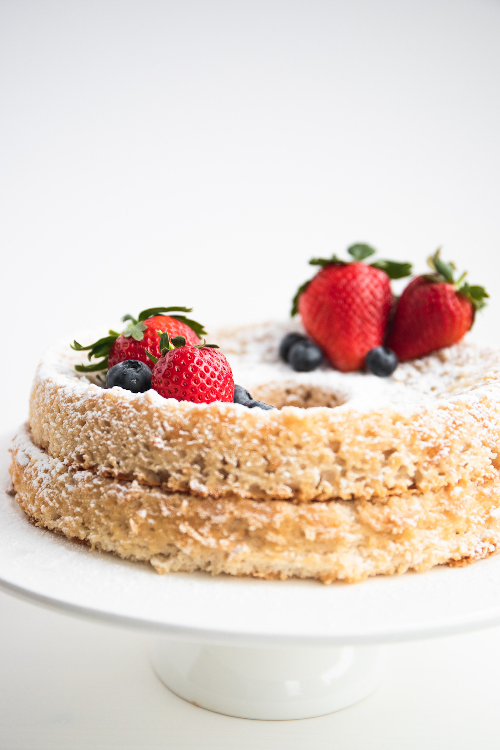 vegan angel food cake on a plate