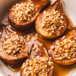 Easy Baked Pears with Walnuts, Cinnamon and Maple Syrup