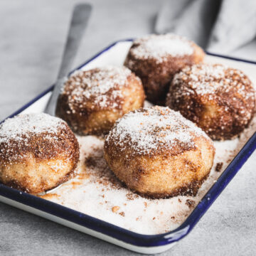 Plum Dumplings Coated in Sugar and Cinnamon