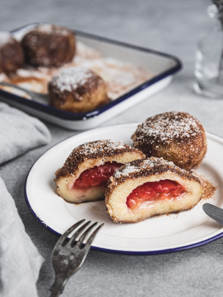 Plum Dumplings Coated in Sugar and Cinnamon