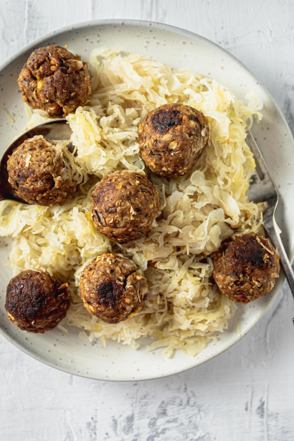 Meatless Meatballs with Sauerkraut