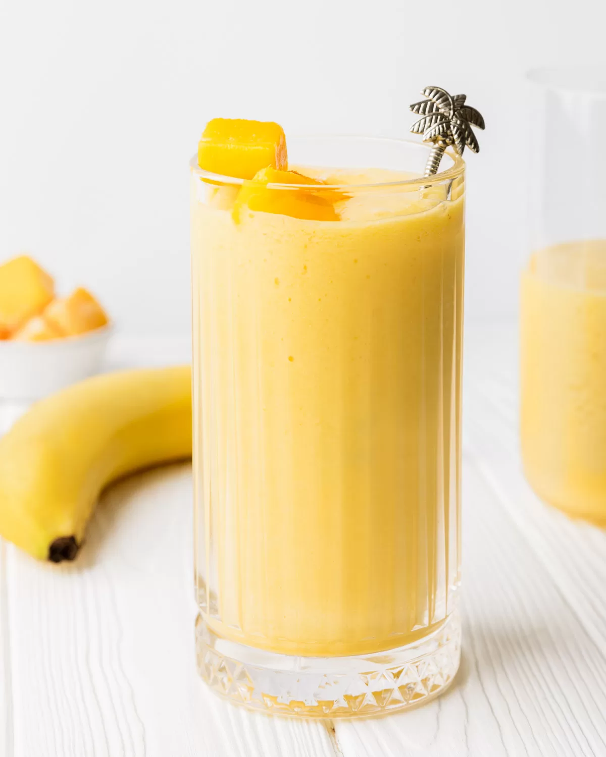 coconut mango smoothie in a glass