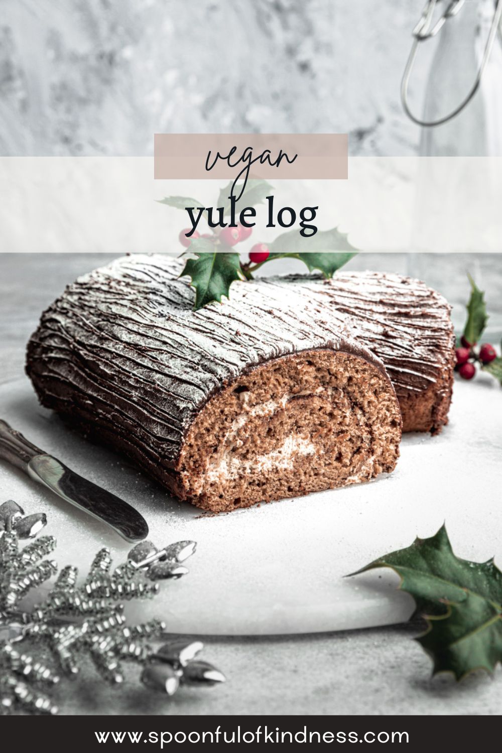 Christmas Special Eggless Yule Log Cake - Vidhya's Vegetarian Kitchen