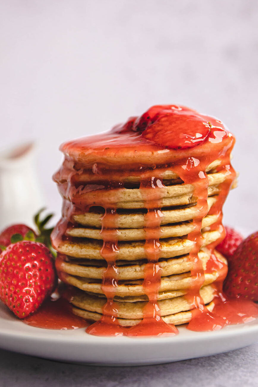 Vegan Buttermilk Pancakes with Strawberries